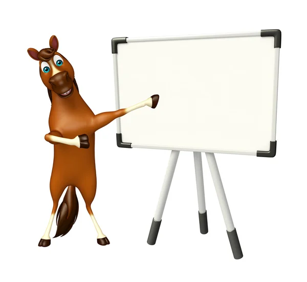 Personaje de dibujos animados de caballo con tablero de exhibición — Foto de Stock