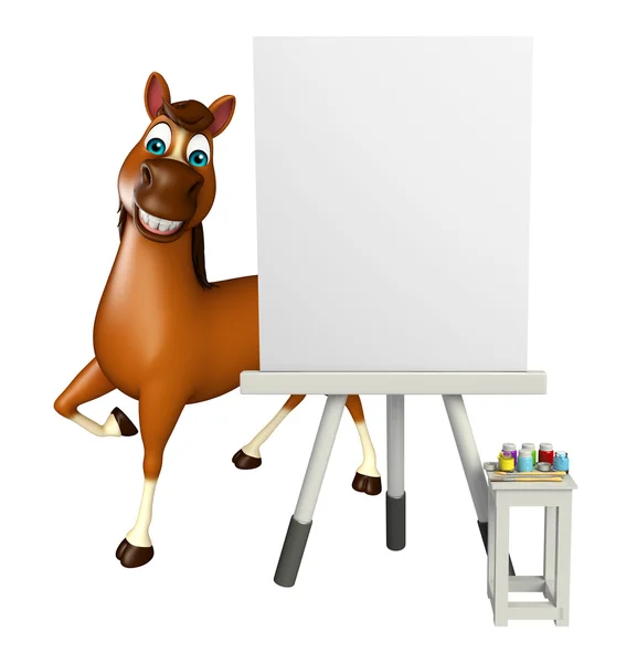 Άλογο χαρακτήρα κινουμένων σχεδίων με τρίποδο — Φωτογραφία Αρχείου