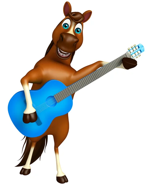 Lindo caballo personaje de dibujos animados con guitarra —  Fotos de Stock