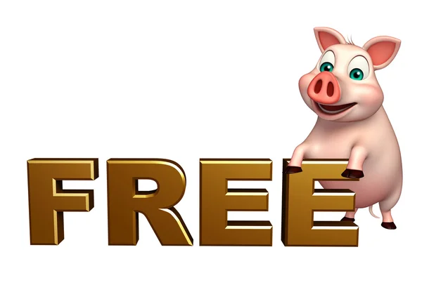 Niedlichen Schwein Cartoon-Figur mit kostenlosen Zeichen — Stockfoto