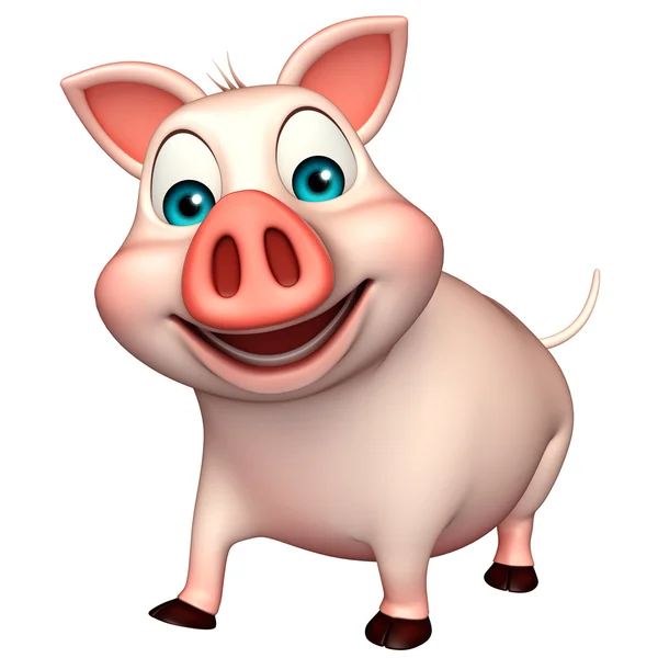 Divertente personaggio dei cartoni animati maiale — Foto Stock