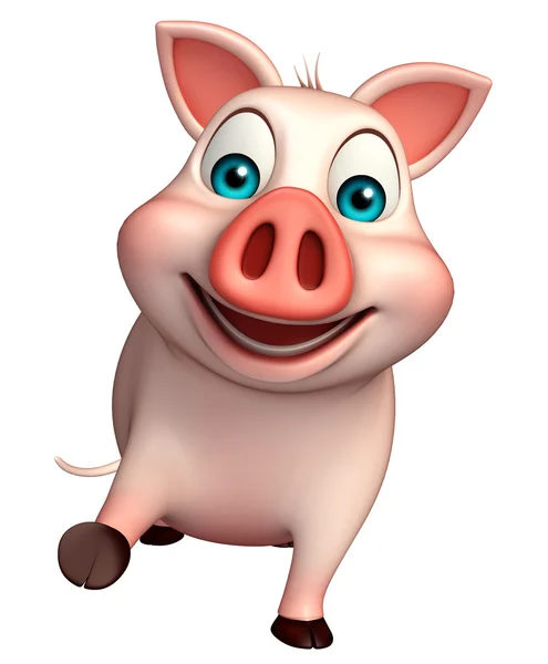 Segurar personagem de desenho animado porco — Fotografia de Stock