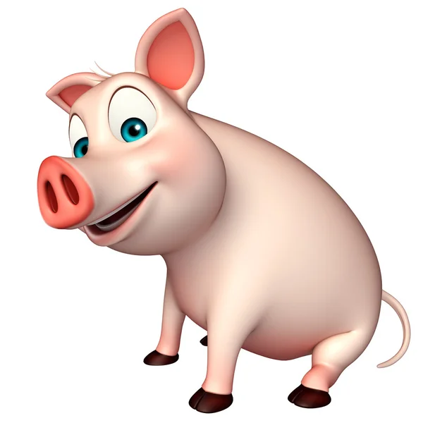 Sitting   Pig cartoon character — Stock Photo, Image