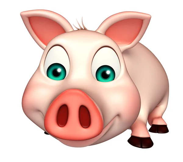 Sitting   Pig cartoon character — Stock Photo, Image
