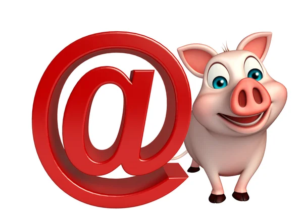 Ładny świnia postać z kreskówek z kursu znak — Zdjęcie stockowe
