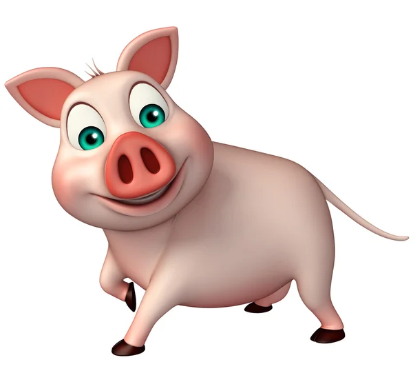 Смешной персонаж мультфильма про свинью — стоковое фото
