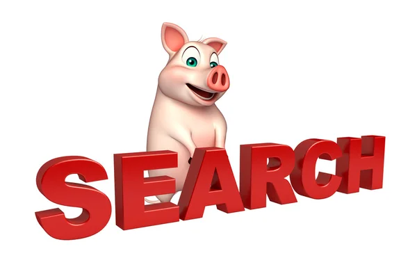 Cute Pig cartoon character with search — Stock Photo, Image