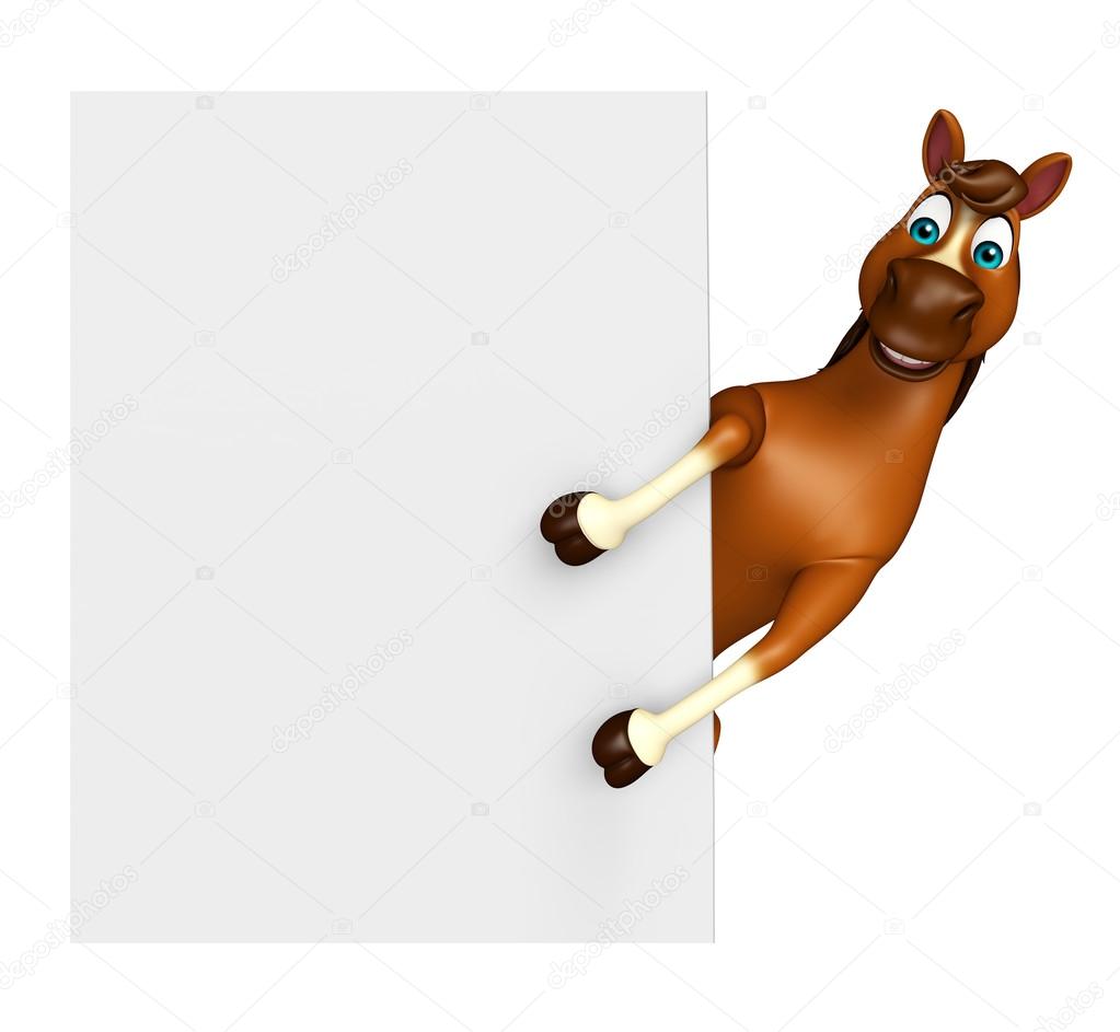 Horse cartoon character with  board  