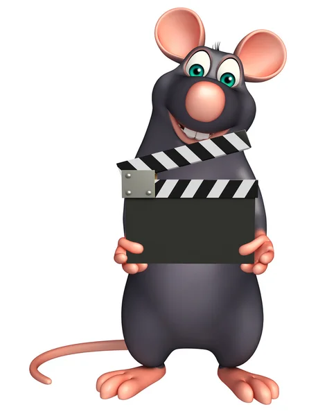 Lindo personaje de dibujos animados rata con clapboard — Foto de Stock
