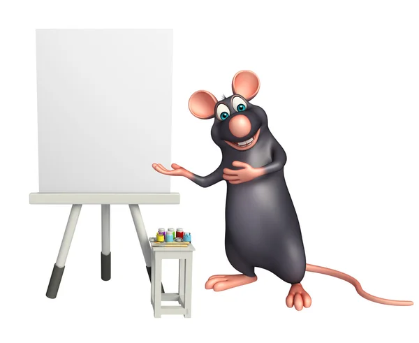 Carino personaggio dei cartoni animati Rat con bordo cavalletto — Foto Stock