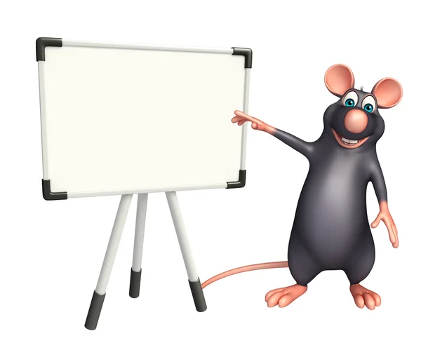 Personagem de desenho animado bonito rato com placa de exibição — Fotografia de Stock