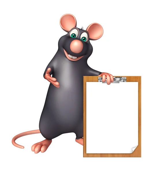 Zabawy szczur postać z kreskówek z egzaminu pad — Zdjęcie stockowe