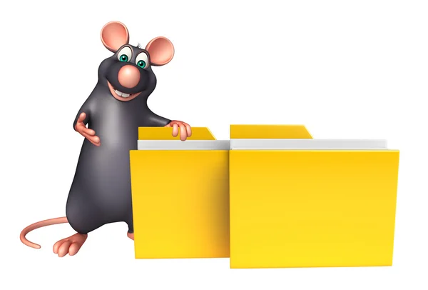 Lindo personaje de dibujos animados rata con carpeta —  Fotos de Stock