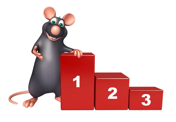 Rato personagem de desenho animado com nível — Fotografia de Stock