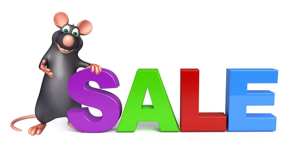 Zabawy szczur postać z kreskówek z sprzedaży znak — Zdjęcie stockowe