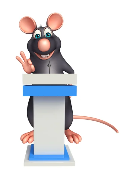 Personaje de dibujos animados rata con etapa de habla — Foto de Stock