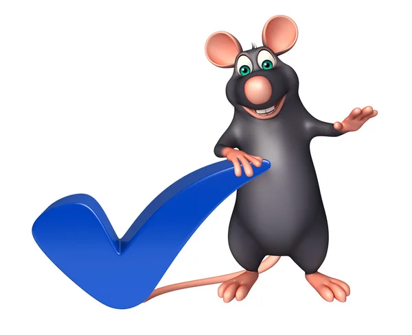 Zabawy szczur kreskówka postać prawy znak — Zdjęcie stockowe