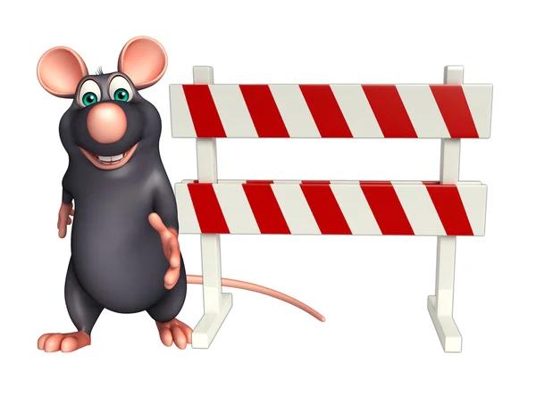 Niedliche Ratte Cartoon-Figur mit Barakade — Stockfoto