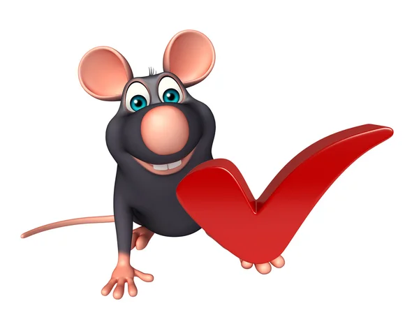 Zabawy szczur kreskówka postać prawy znak — Zdjęcie stockowe