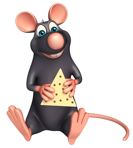 Sitzende Ratte Cartoon-Figur mit Paneer — Stockfoto