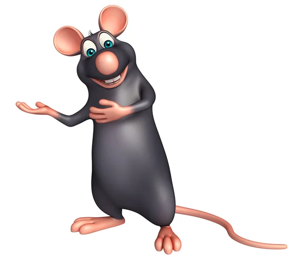 Işaret eden fare çizgi film karakteri — Stok fotoğraf