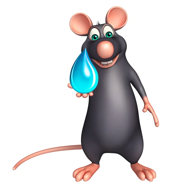 Personagem de desenho animado bonito rato com gota de água — Fotografia de Stock