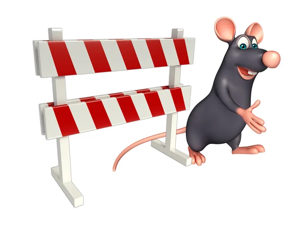 Niedliche Ratte Cartoon-Figur mit Barakade — Stockfoto