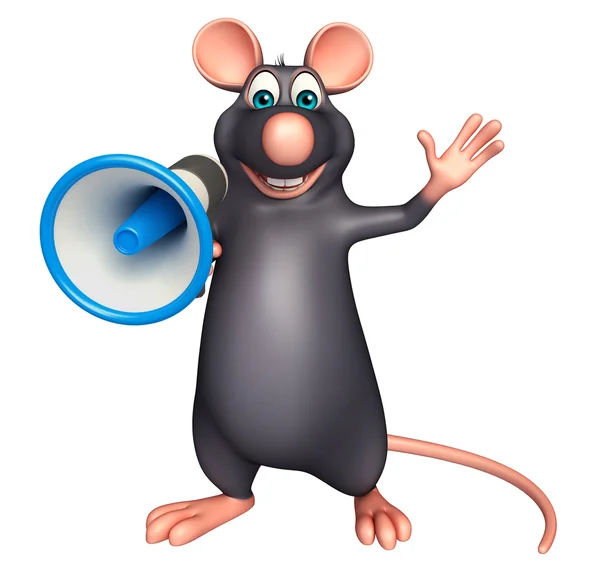 Divertido Rato personagem dos desenhos animados com alto-falante — Fotografia de Stock
