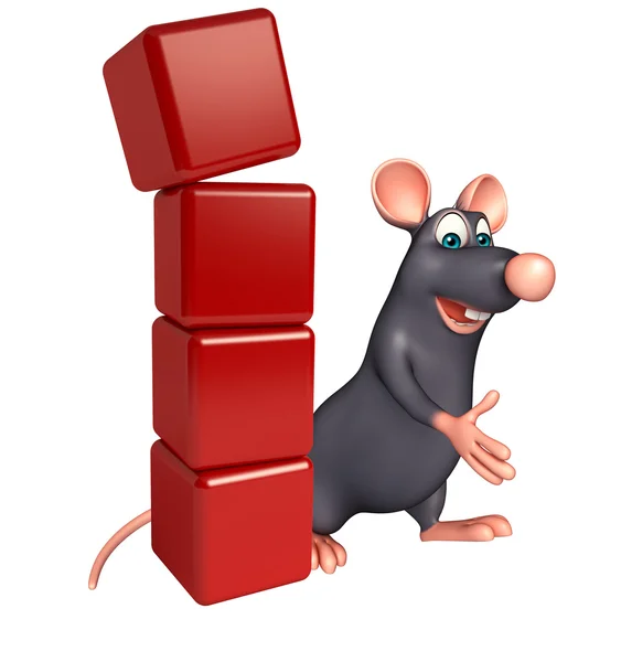 Divertido Rato personagem de desenho animado com nível — Fotografia de Stock