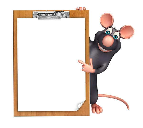 Fun Rat cartoon character with exam pad — Stock Photo, Image