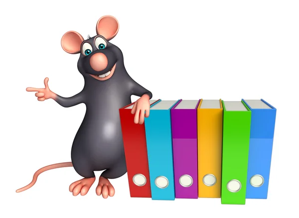 Rat cartoon character  with files — Stock Photo, Image