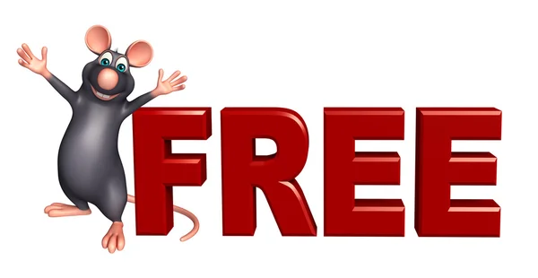 Spaß Ratte Cartoon-Figur mit kostenlosen Zeichen — Stockfoto