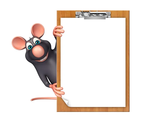 Fun Rat cartoon character with exam pad — Stock Photo, Image