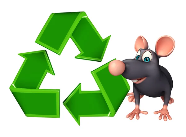 Divertido Rato personagem de desenho animado com reciclagem — Fotografia de Stock