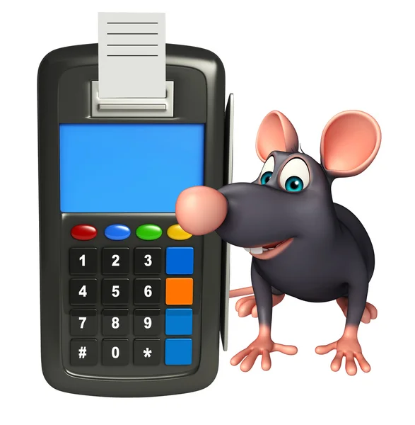 Amusant Rat personnage de dessin animé avec machine d'échange — Photo