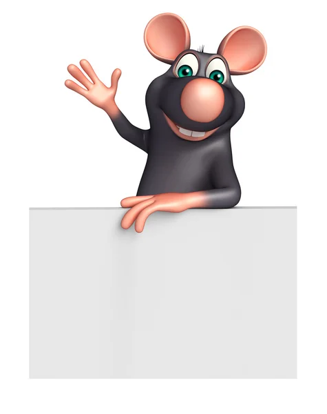 Personagem de desenho animado bonito rato com bordo — Fotografia de Stock