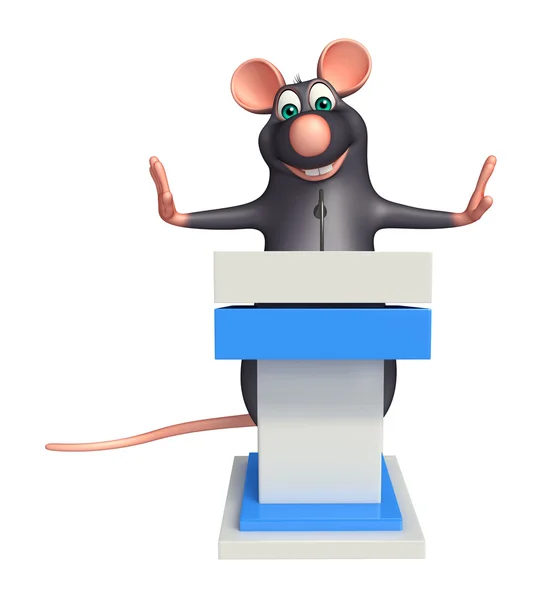 Rat personnage de dessin animé avec scène de discours — Photo