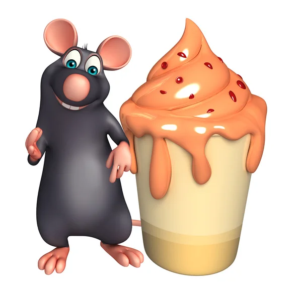 楽しいアイス クリームとラットの漫画のキャラクター — ストック写真