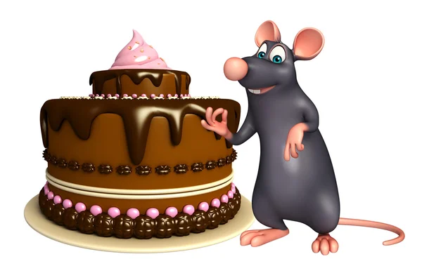 Ratto personaggio dei cartoni animati con torta — Foto Stock