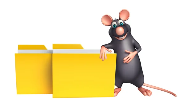 Mignon personnage de dessin animé Rat avec dossier — Photo