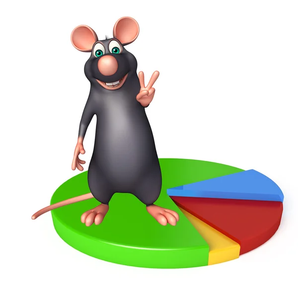 Personagem de desenho animado bonito rato com sinal de círculo — Fotografia de Stock