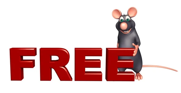 Spaß Ratte Cartoon-Figur mit kostenlosen Zeichen — Stockfoto