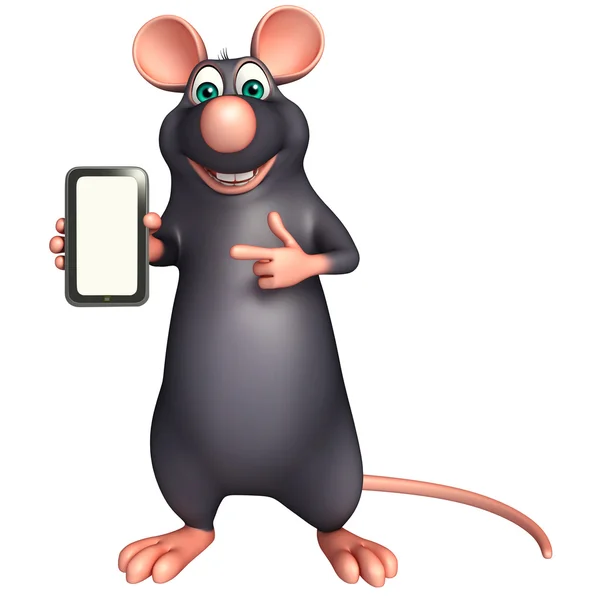 Personagem de desenho animado bonito rato com celular — Fotografia de Stock