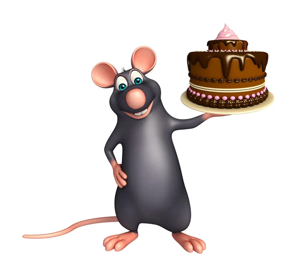Personaje de dibujos animados rata con pastel — Foto de Stock