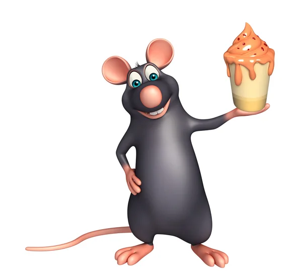 Zabawy szczur postać z kreskówek z lodami — Zdjęcie stockowe