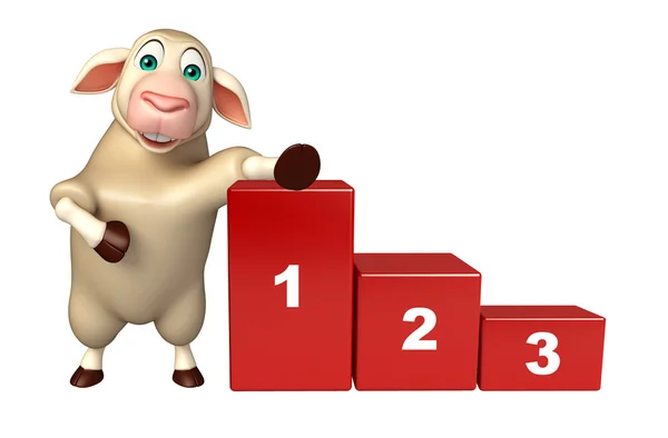 Personagem de desenhos animados de ovelhas com nível — Fotografia de Stock