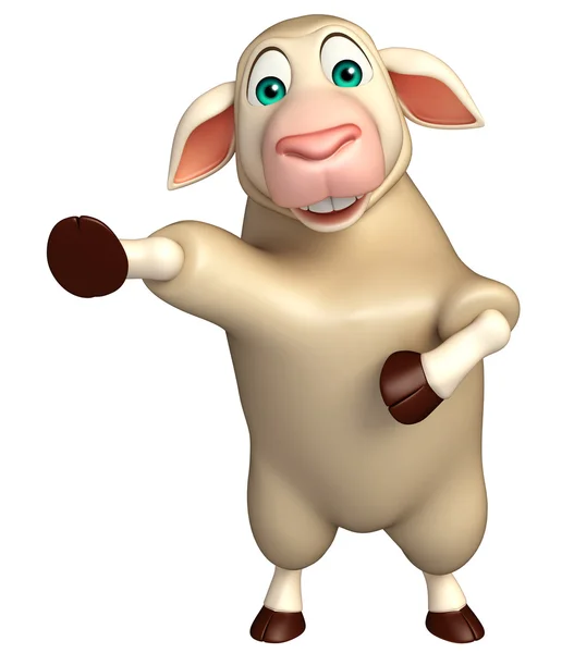 Polohovací ovce kreslená postavička — Stock fotografie