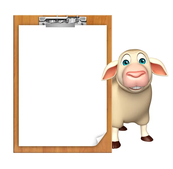 stock image fun Sheep cartoon character with exam pad  