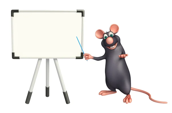 Schattig Rat stripfiguur met display board — Stockfoto