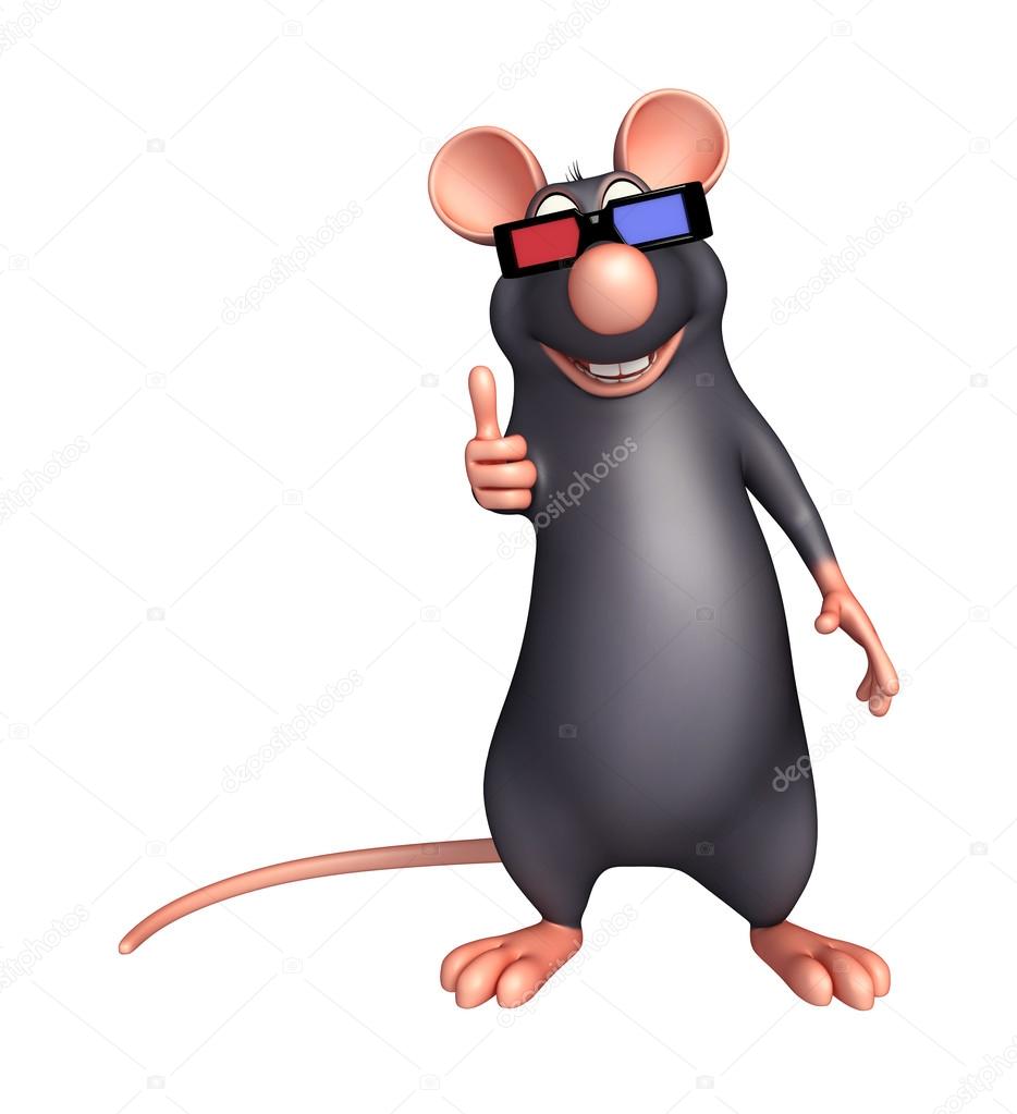 Rat Cartoon Character With 3d Gogal Stock Photo